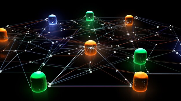 Network of connected dots, symbolizing the quality backlinks created through guest blogging for improved SEO.