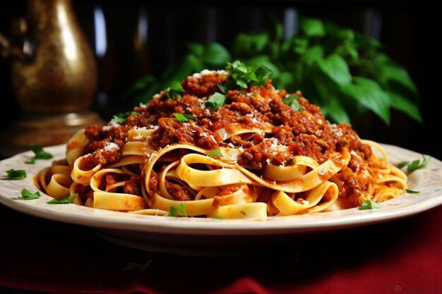 Tagliatelle al ragu with toasted almonds - Delicious Italian food recipe