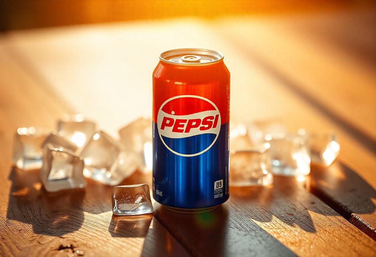 Can of Pepsi Regular showcasing its iconic branding.