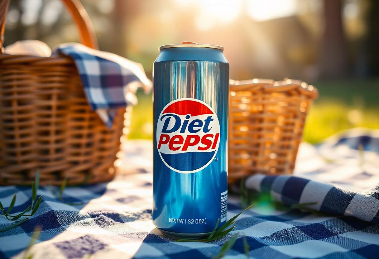 A refreshing can of Diet Pepsi showcasing its iconic branding.