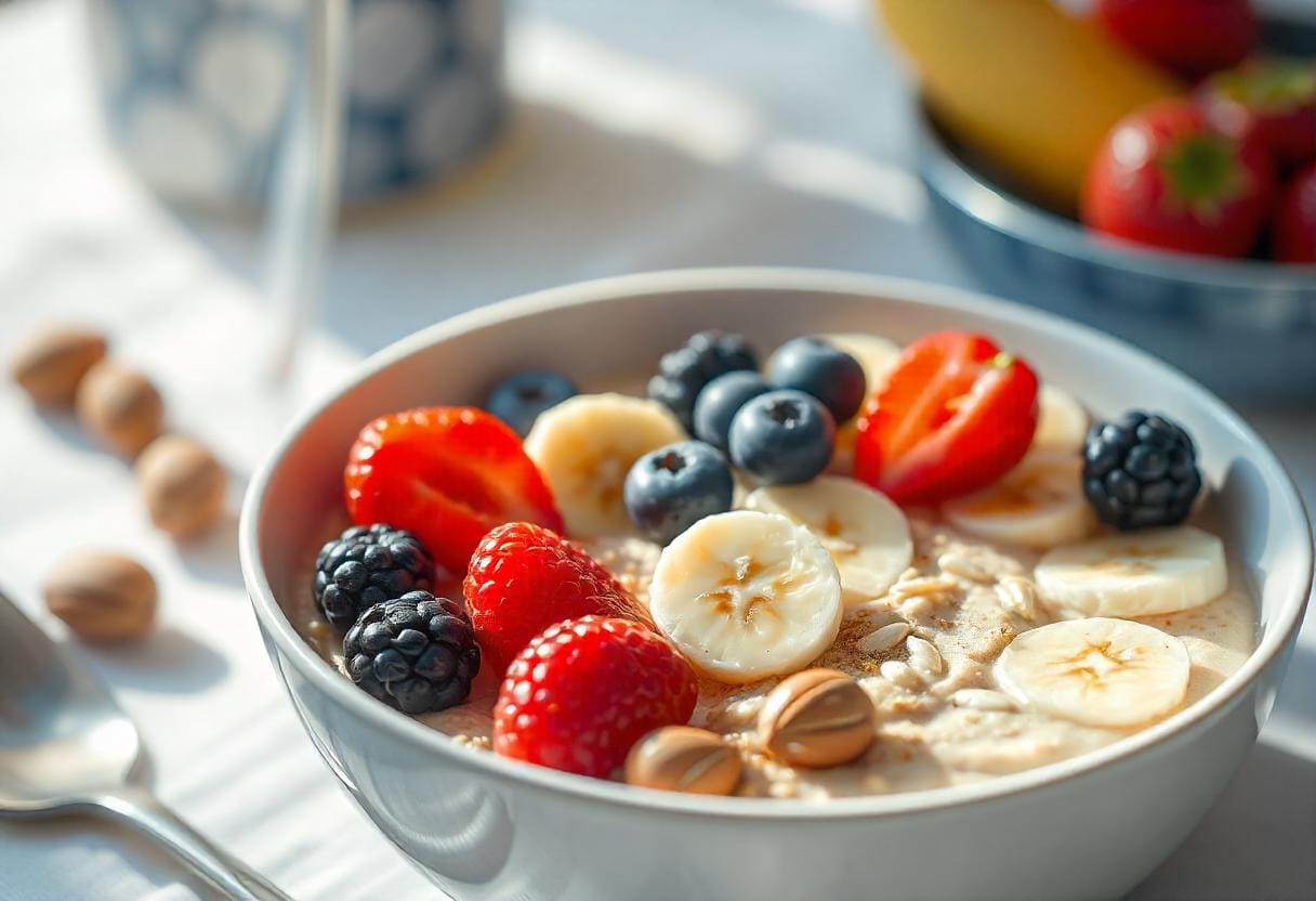 Bowl of Cream of Wheat with fruits and nuts highlighting its nutritional benefits.