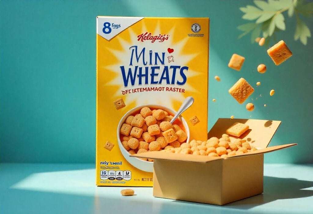 box of Frosted Mini-Wheats cereal box showcasing the nutritional breakfast option