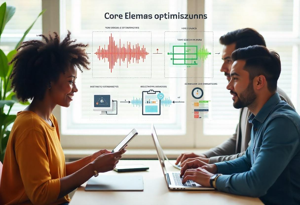 A screenshot or illustration of Core Elements of Voice Search Optimization Section. Voice Search Optimization for Local Businesses in 2025